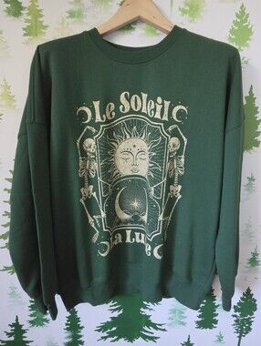 Cut & Paste Forest Green Graphic Crewneck Sweatshirt